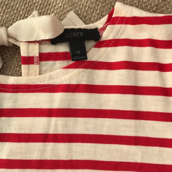 NWOT J.Crew red stripe bow tie top size Medium - Picture 2 of 3
